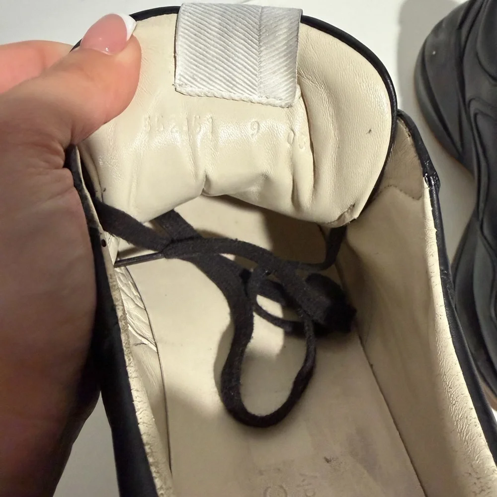 Gucci Black Sneakers with‎ Rainbow Logo Men's Rhyton Iridescent Logo